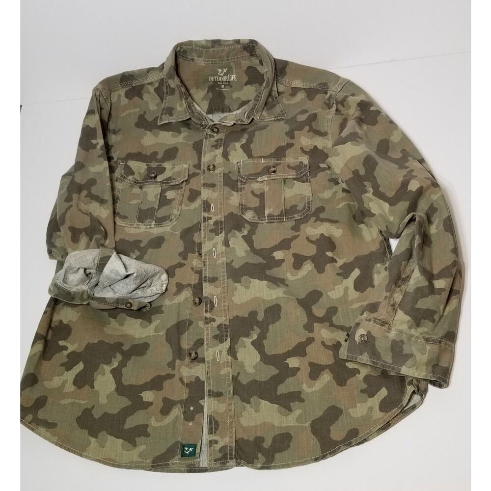 Long Sleeve Button Up Camo Shirt - Medium by Outdoor Life - Picture 3 of 6